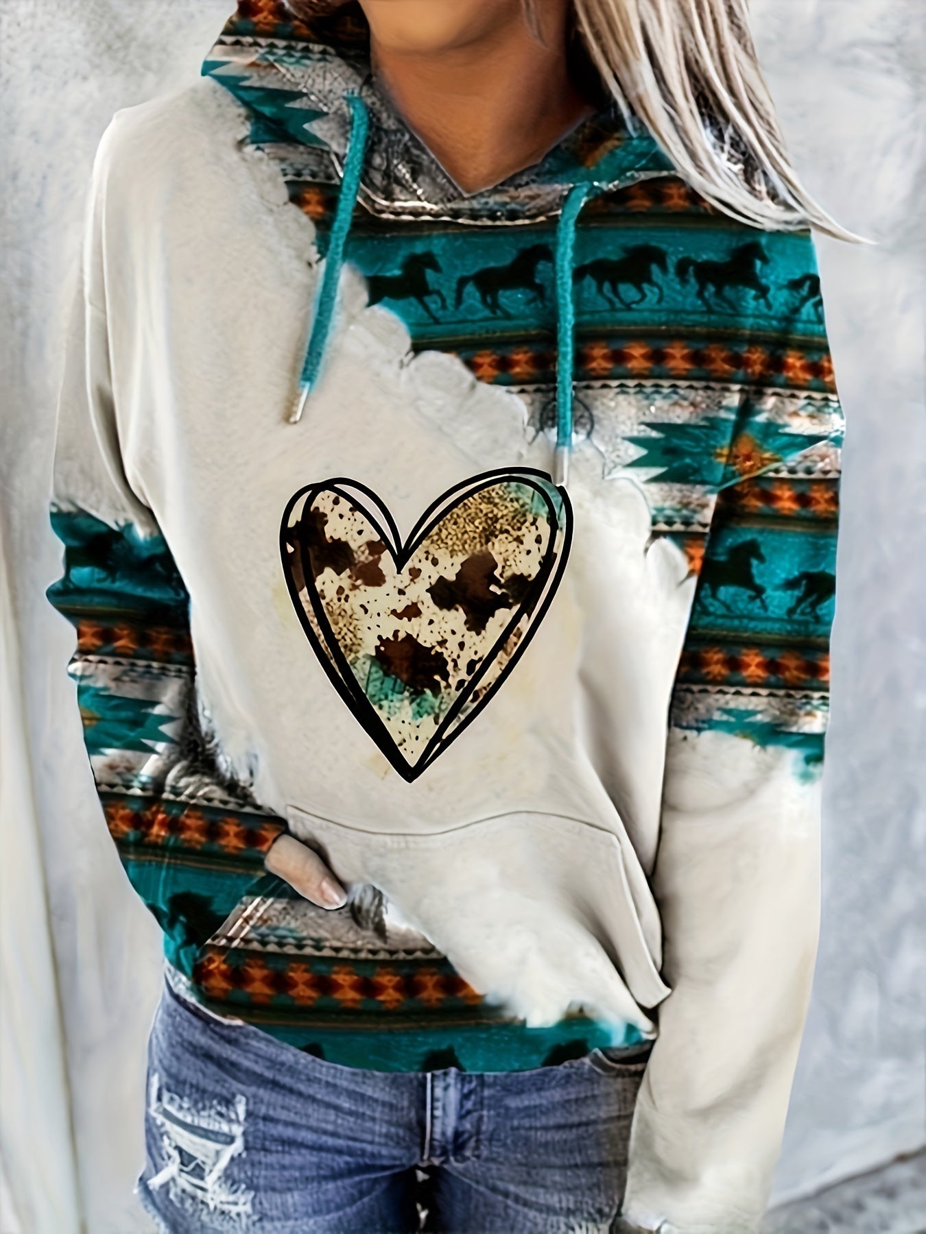 LB | Bluza z kapturem z azteckim wzorem