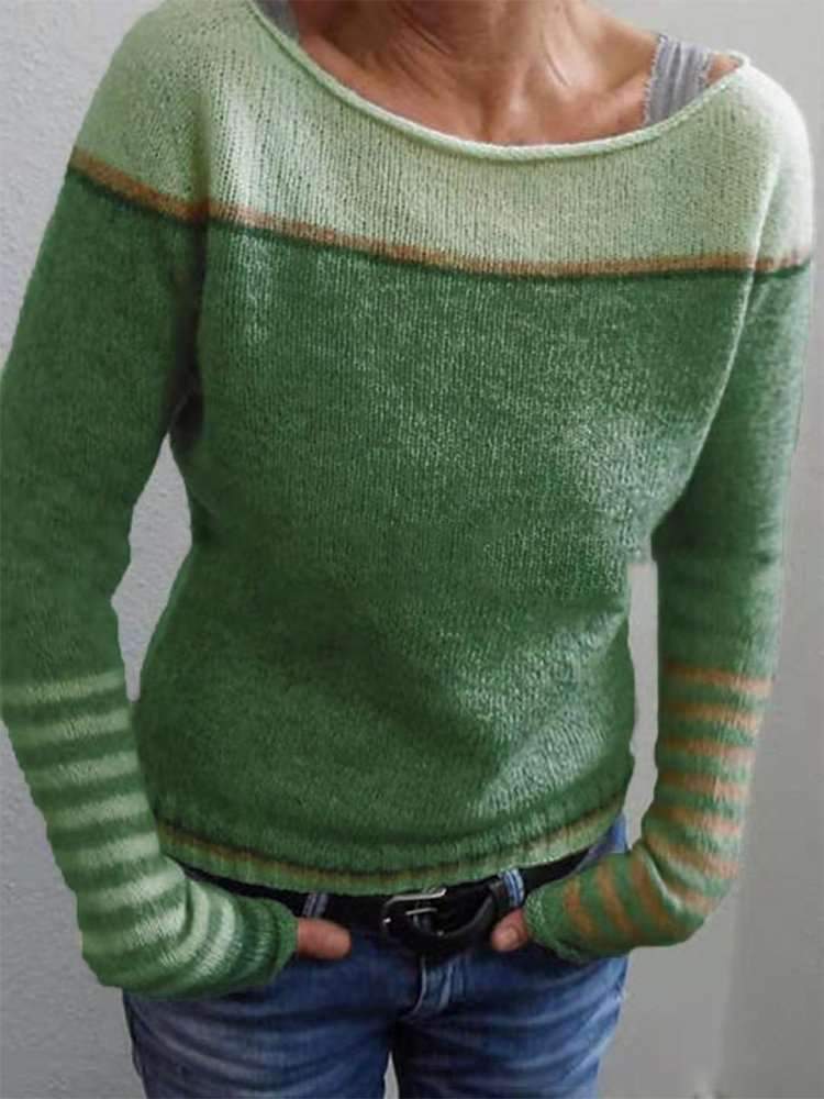 LB | Sweter z dzianiny colorblock z rękawami w paski