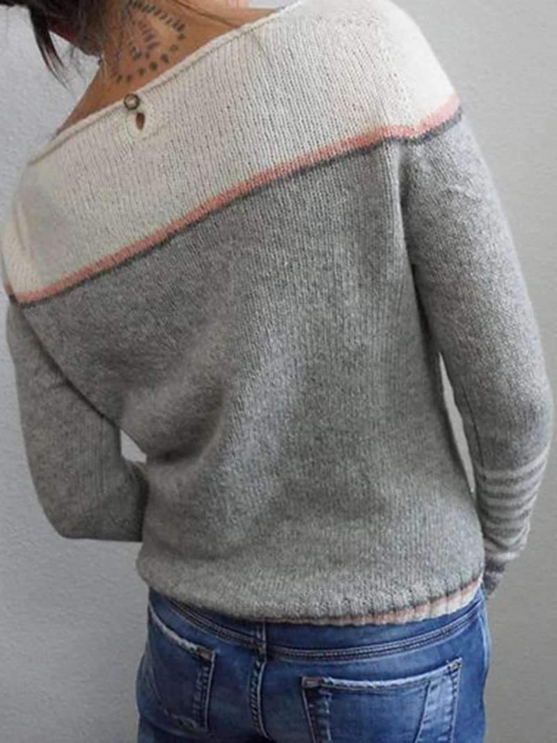 LB | Sweter z dzianiny colorblock z rękawami w paski