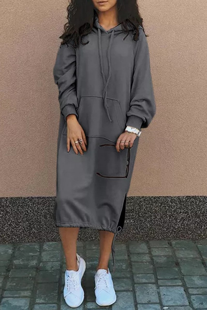 LB | Casualowa bluza midi z kapturem