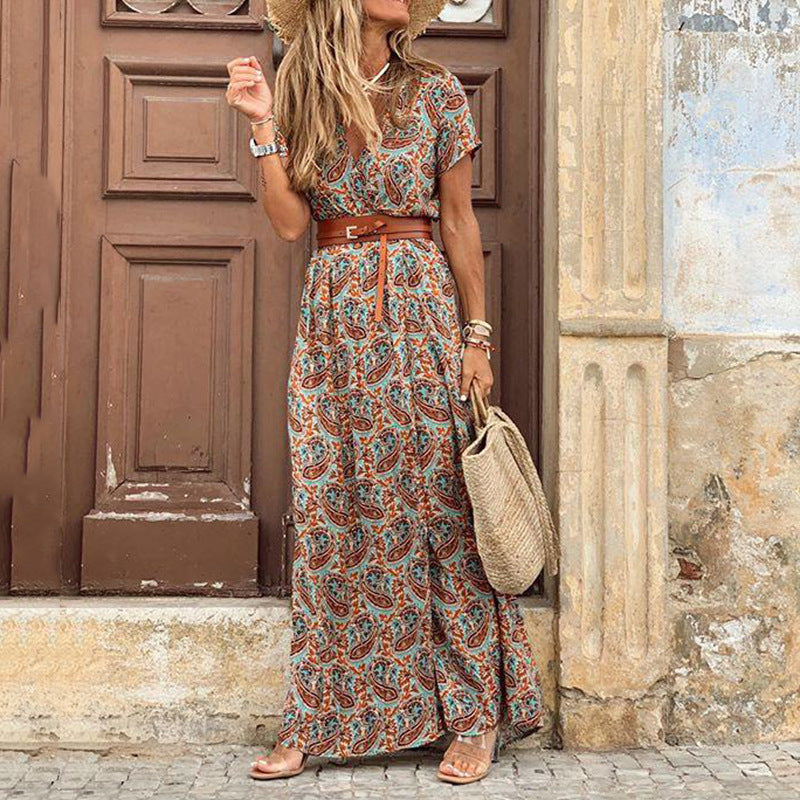 LB | Boho sukienka maxi z rozcięciem