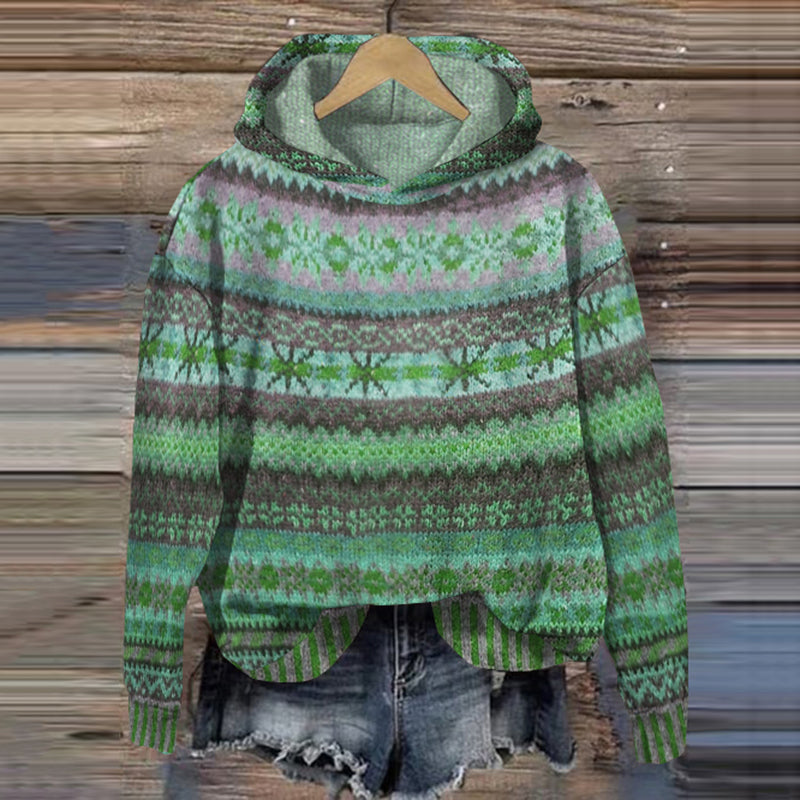 LB | Wzorzysta bluza z kapturem