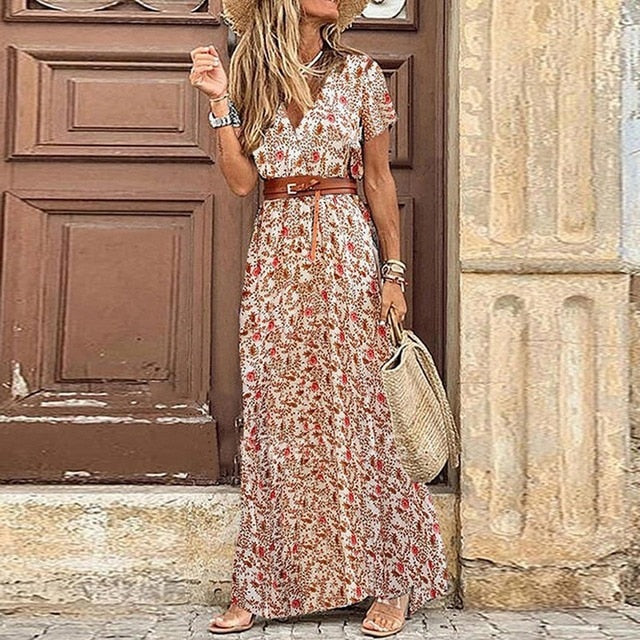 LB | Boho sukienka maxi z rozcięciem