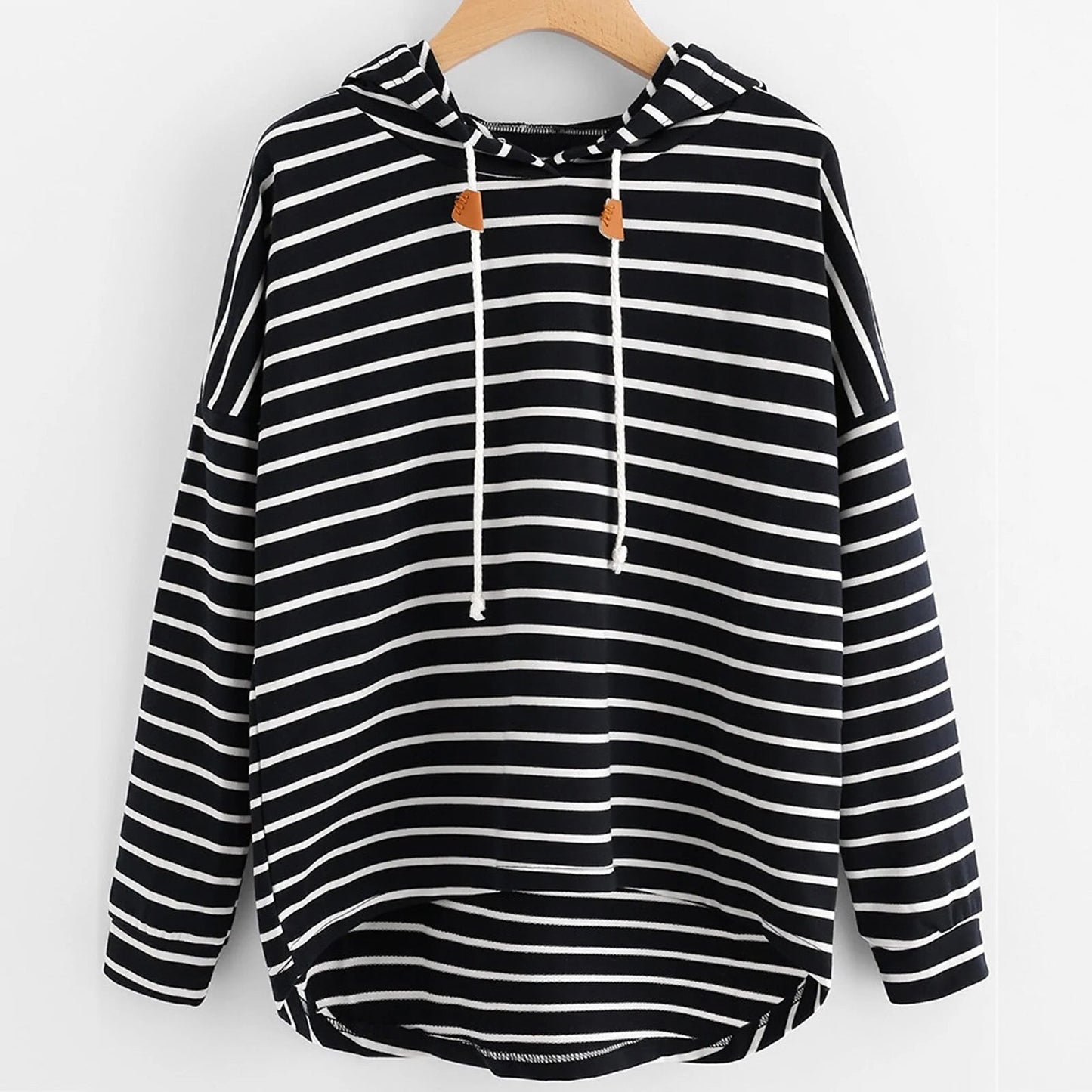 LB | Oversizowy sweter z kapturem w paski