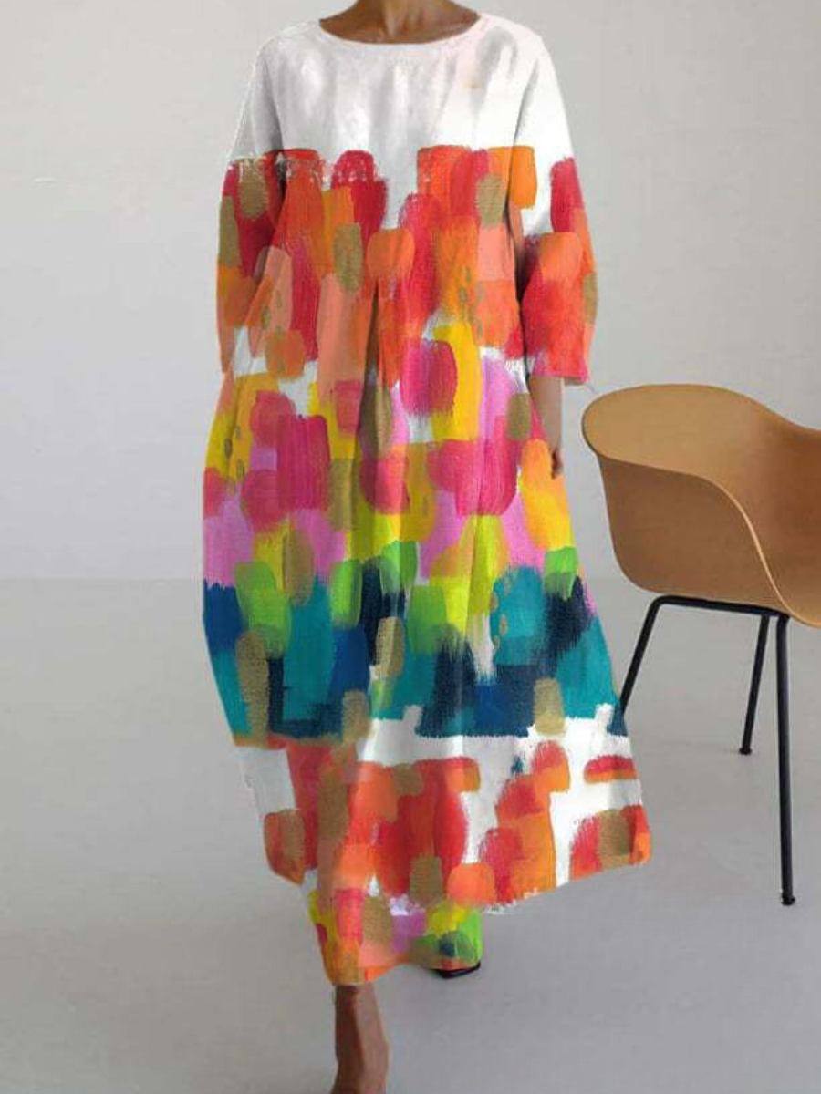 LB | Elegancka kolorowa letnia sukienka maxi