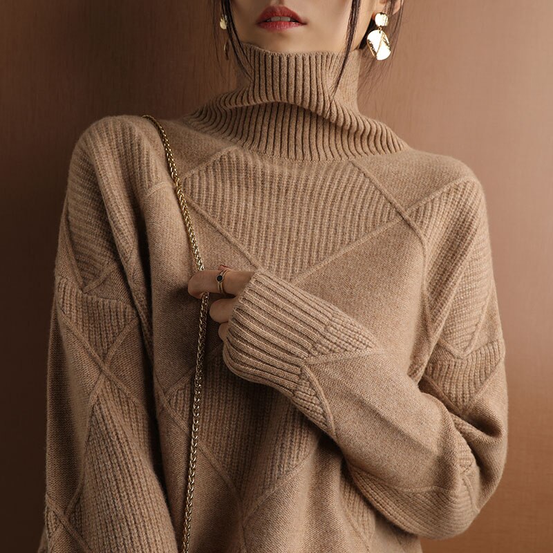 LB | Elegancki kaszmirowy sweter z golfem