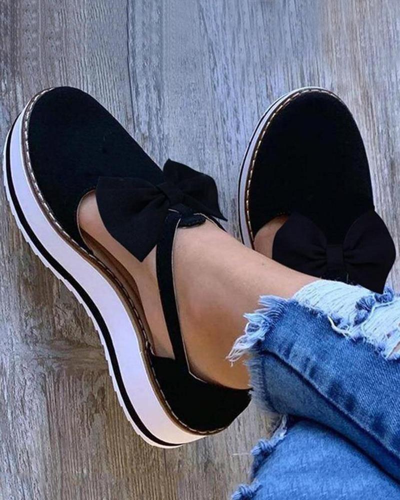 LB | Eleganckie buty na platformie z kokardą