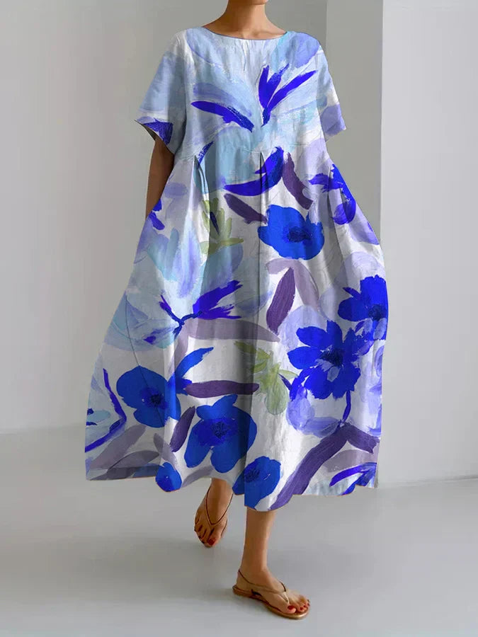 LB | Luźna sukienka maxi w kwiaty