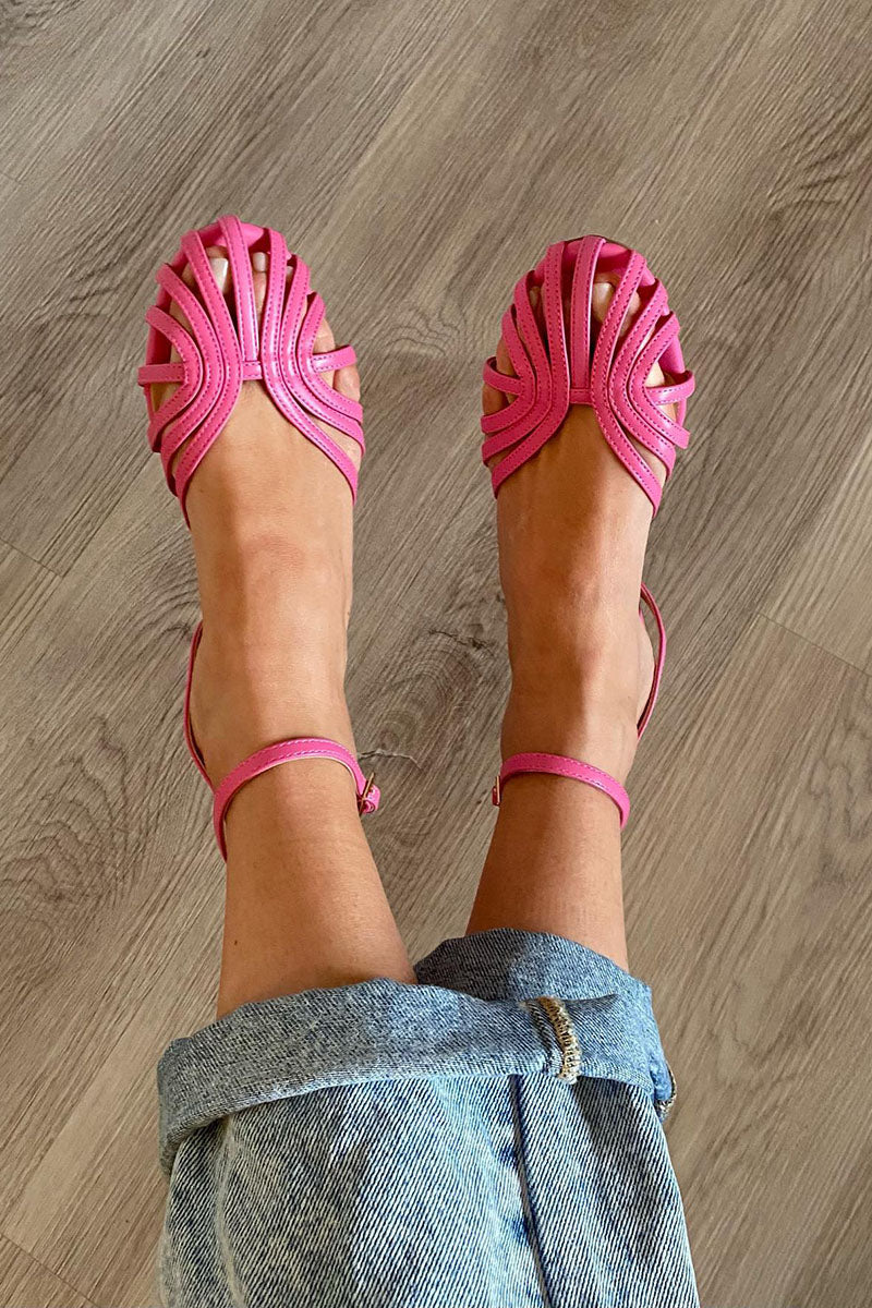 LB | Hollow Out Round Toe Ankle Strap Shoes