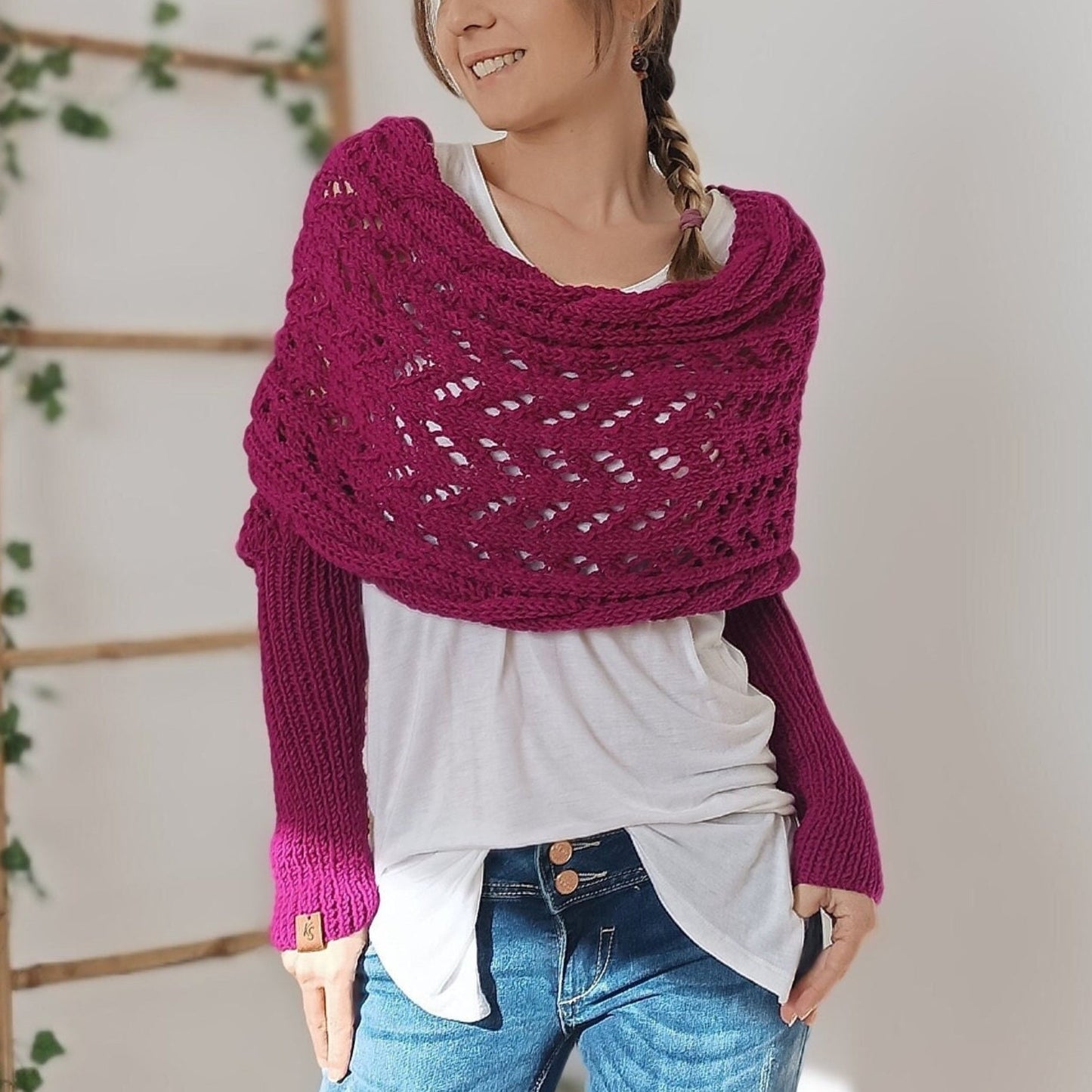 LB | Elegancki sweter z dzianiny z ażurowymi detalami