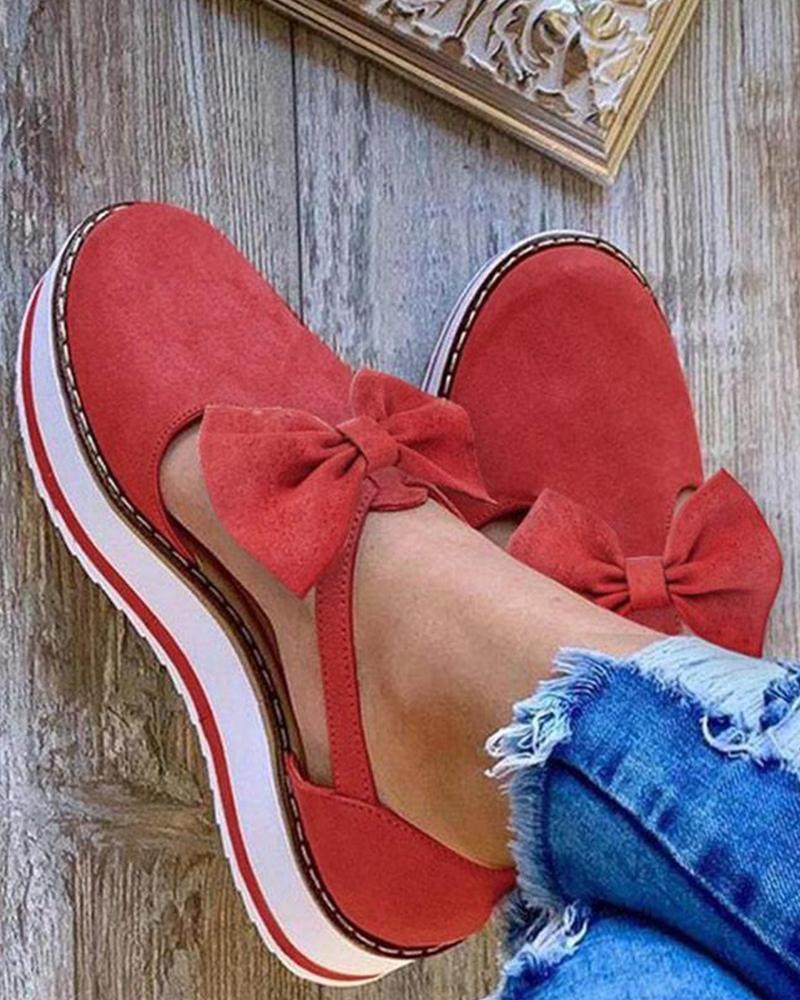 LB | Eleganckie buty na platformie z kokardą