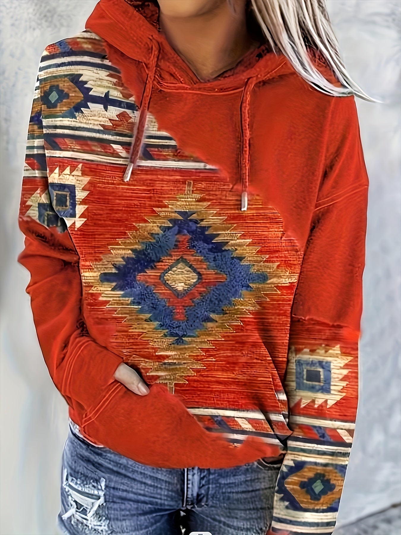 LB | Bluza z kapturem z azteckim wzorem