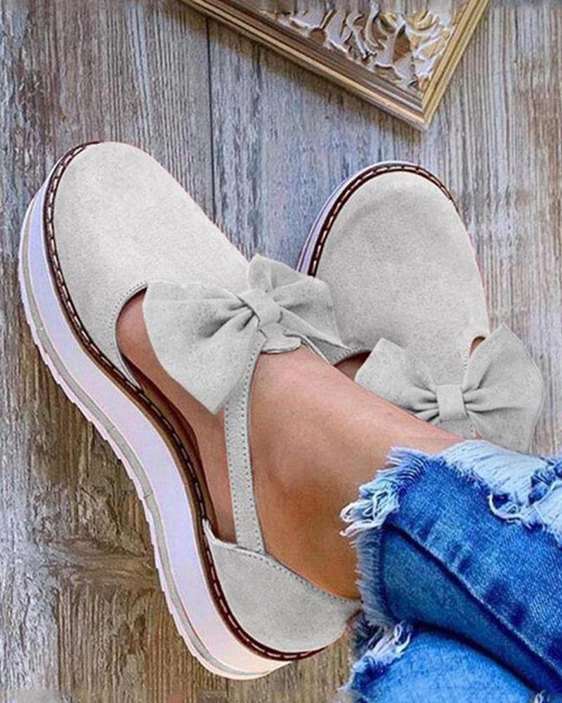LB | Eleganckie buty na platformie z kokardą