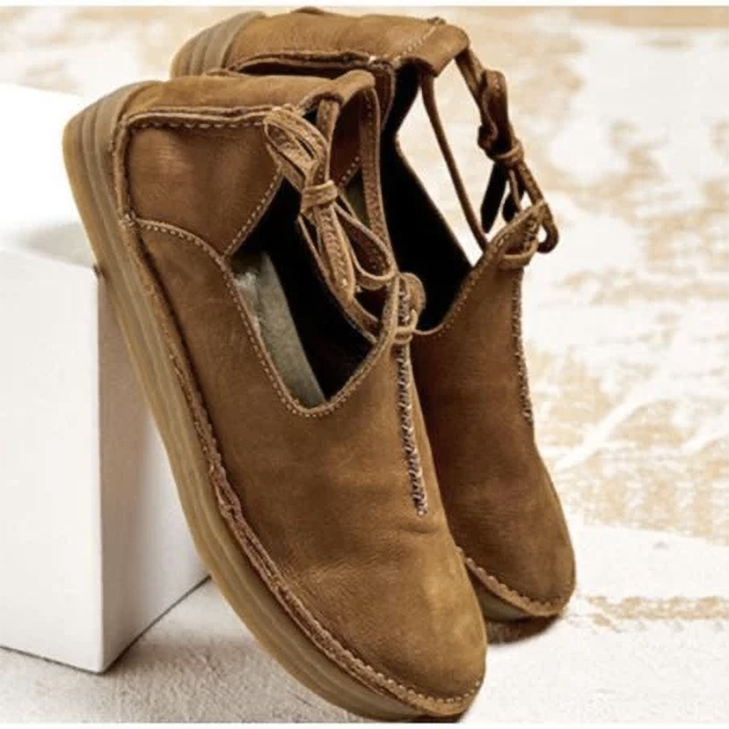 LB | Casualowe loafersy w stylu vintage ze sznurowadłami