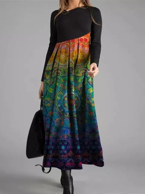 LB | Geometryczna patchworkowa sukienka maxi