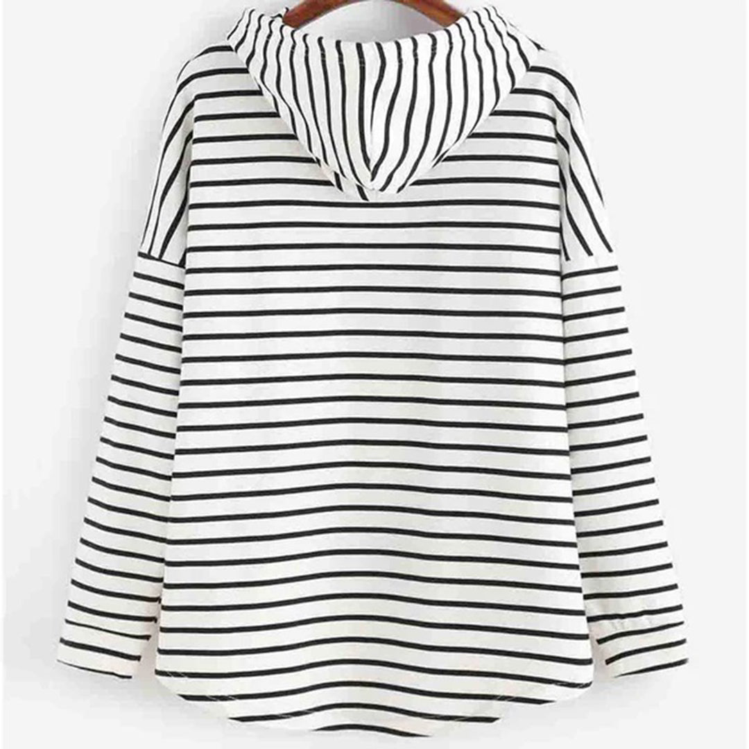 LB | Oversizowy sweter z kapturem w paski