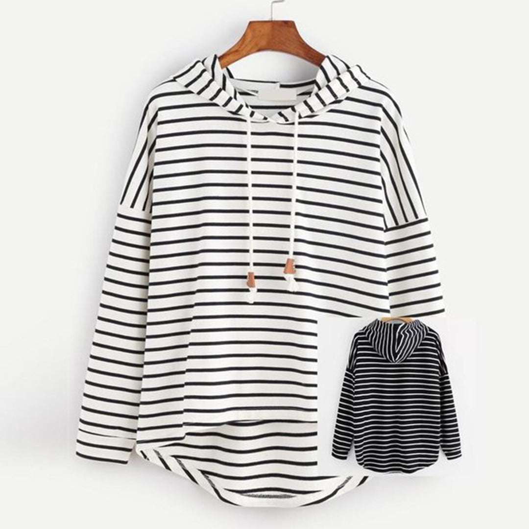 LB | Oversizowy sweter z kapturem w paski