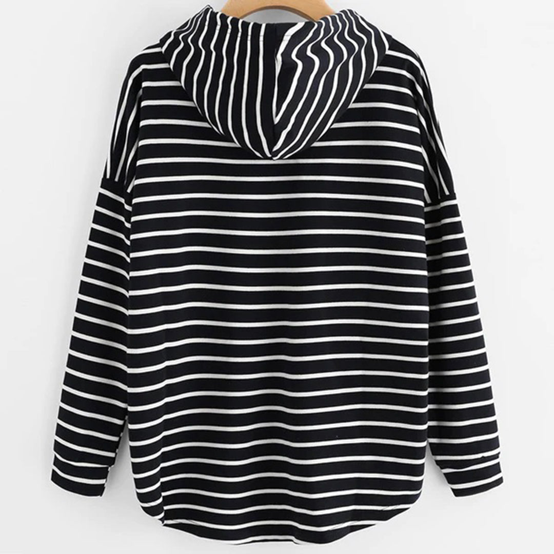 LB | Oversizowy sweter z kapturem w paski