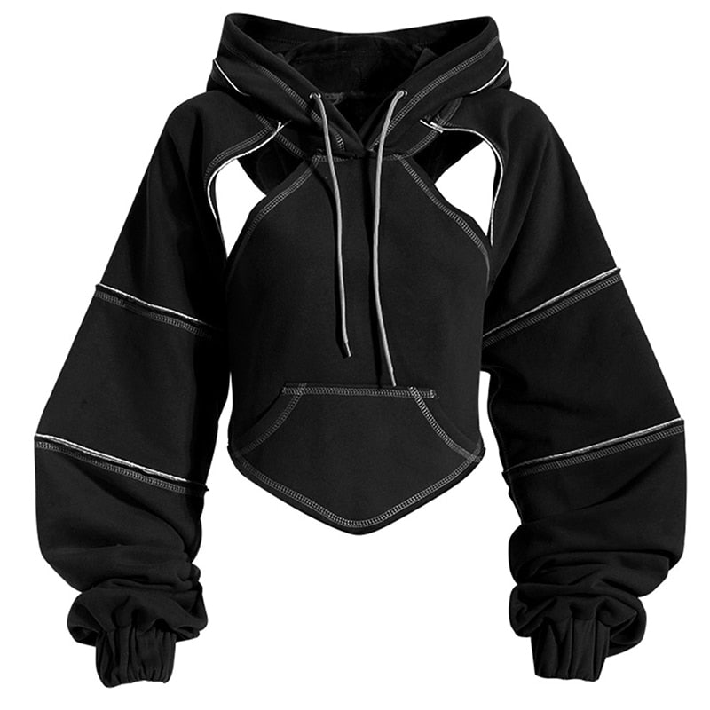 LB | Bluza z kapturem z dekoltem w szpic