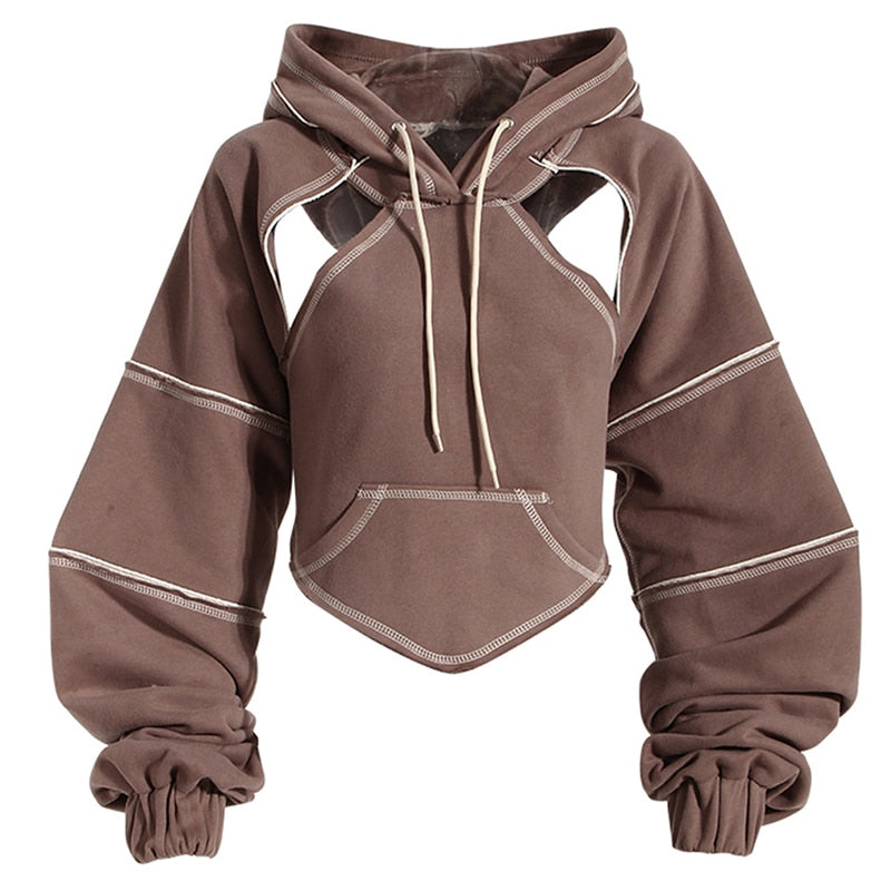 LB | Bluza z kapturem z dekoltem w szpic
