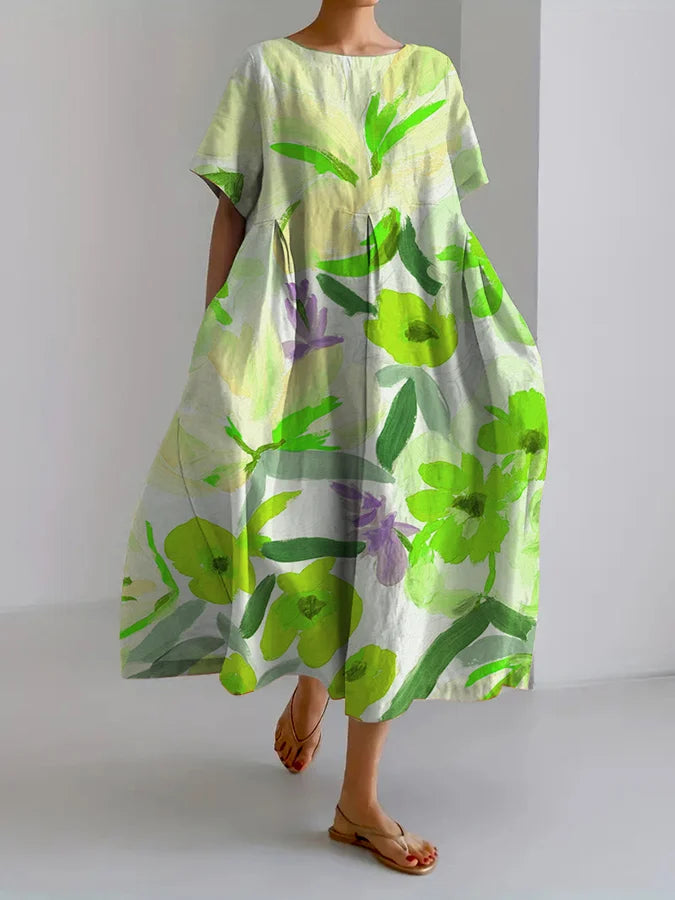 LB | Luźna sukienka maxi w kwiaty