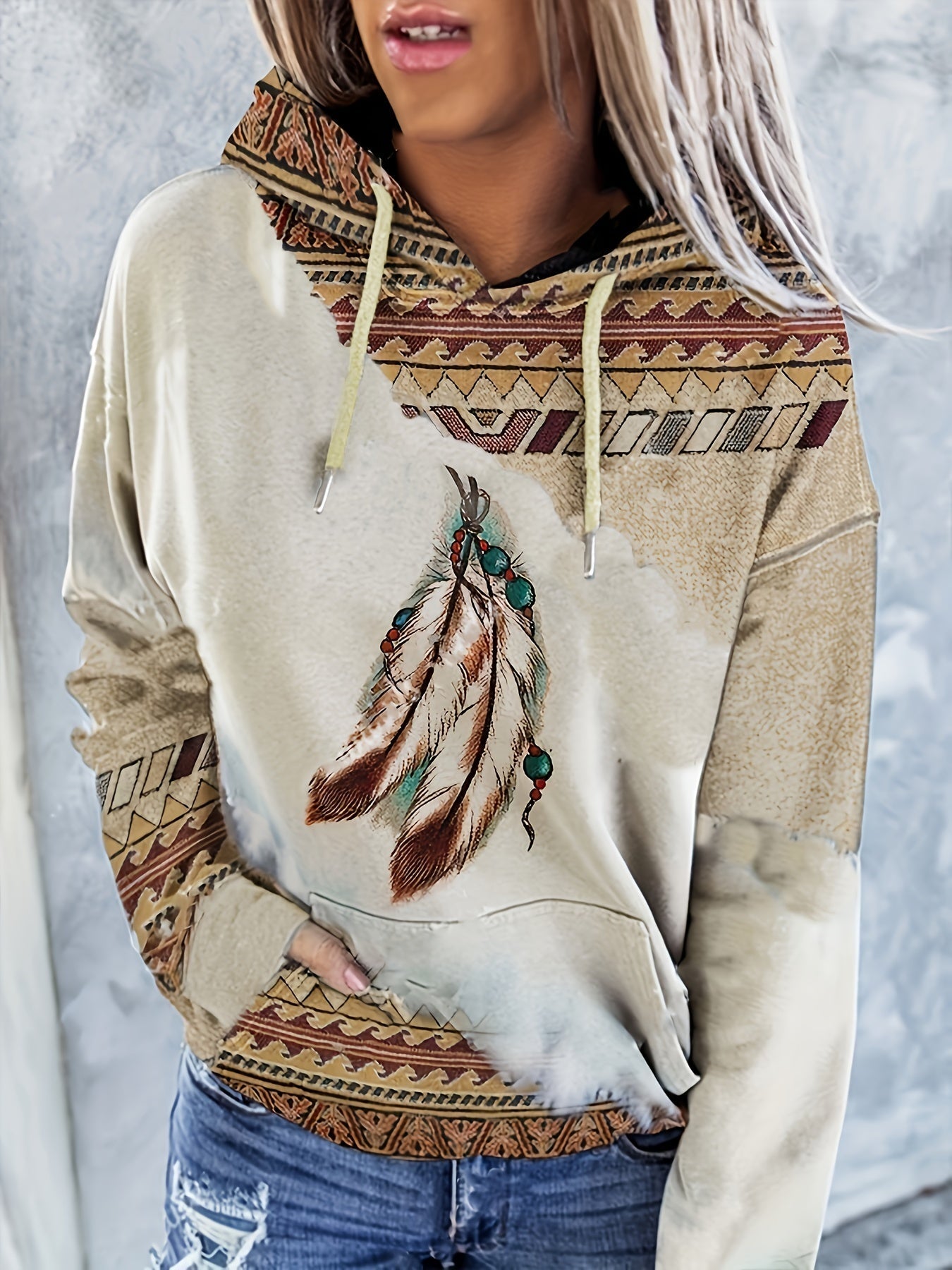 LB | Bluza z kapturem z azteckim wzorem