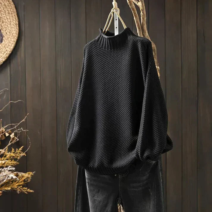 LB | Sweter z golfem z grubej dzianiny
