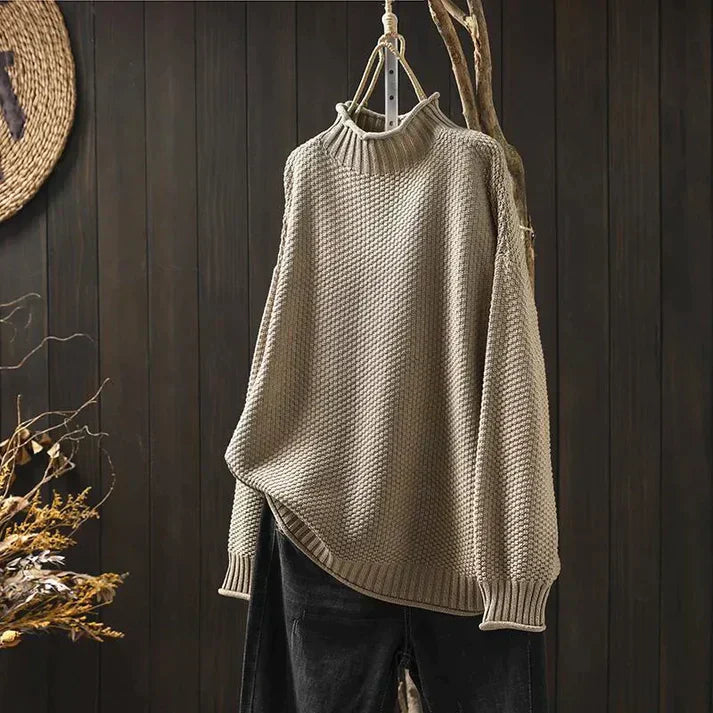 LB | Sweter z golfem z grubej dzianiny