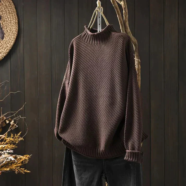 LB | Sweter z golfem z grubej dzianiny