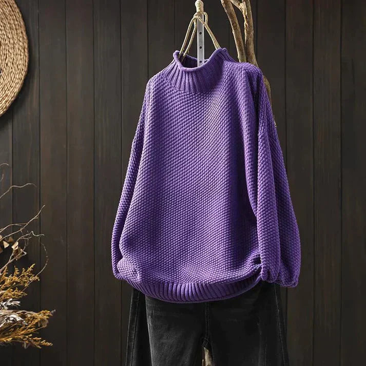 LB | Sweter z golfem z grubej dzianiny