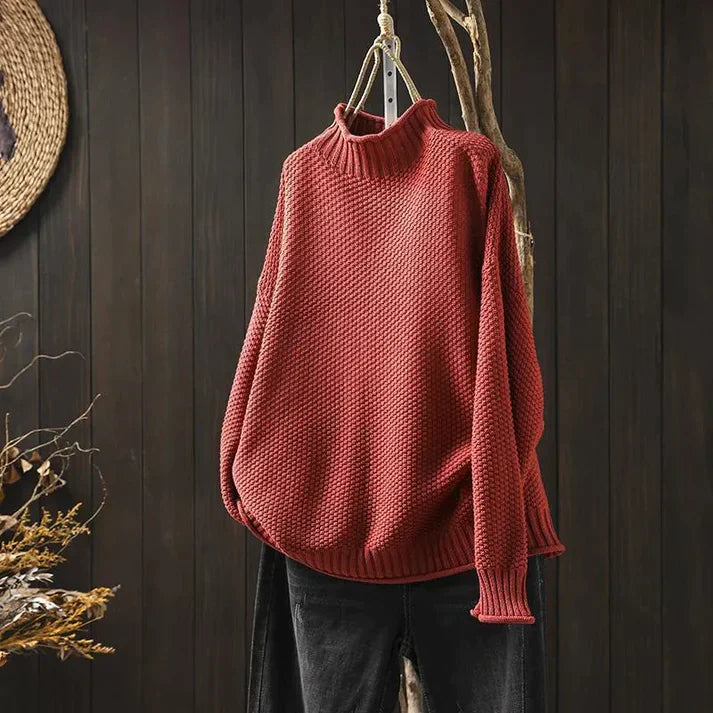 LB | Sweter z golfem z grubej dzianiny
