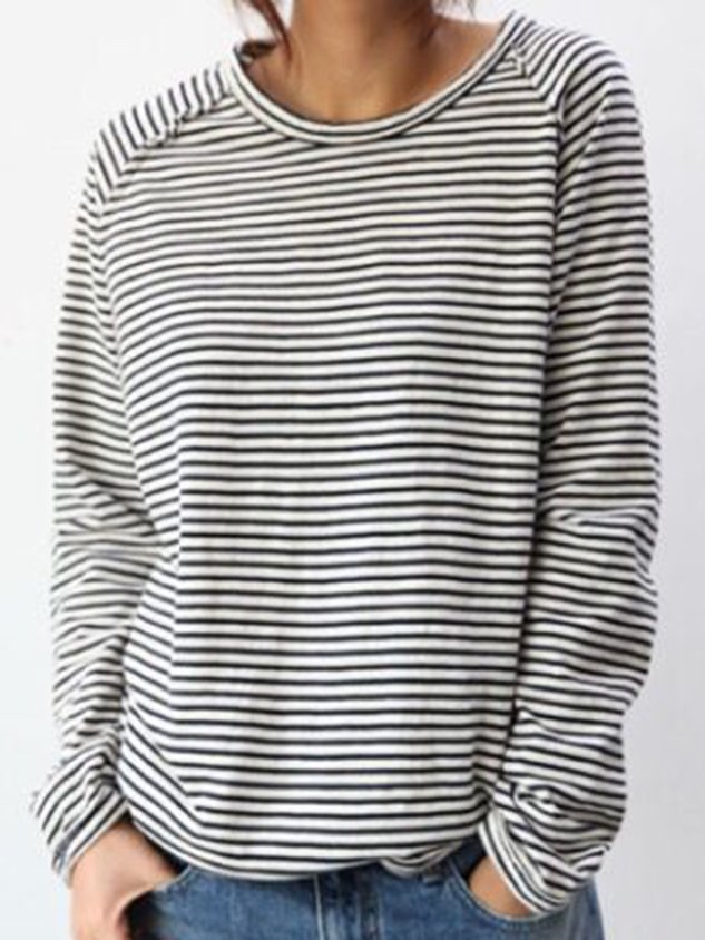 LB | Casualowy sweter z długim rękawem w paski