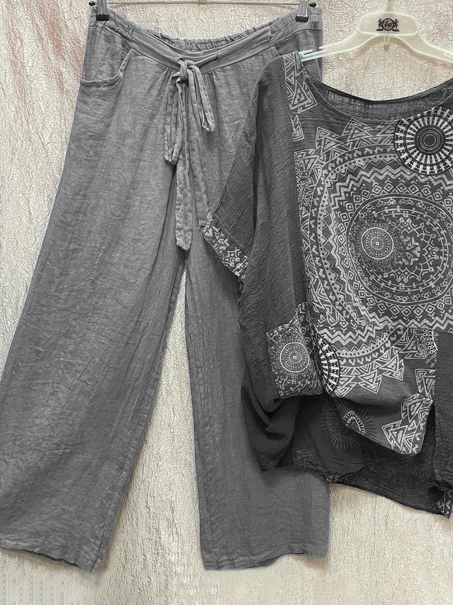 LB | Dwuczęściowy komplet z luźnym nadrukiem w stylu boho