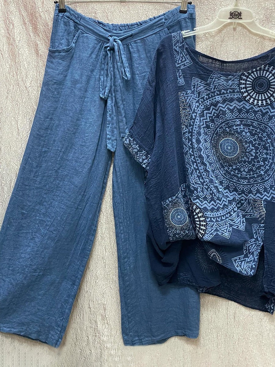 LB | Dwuczęściowy komplet z luźnym nadrukiem w stylu boho