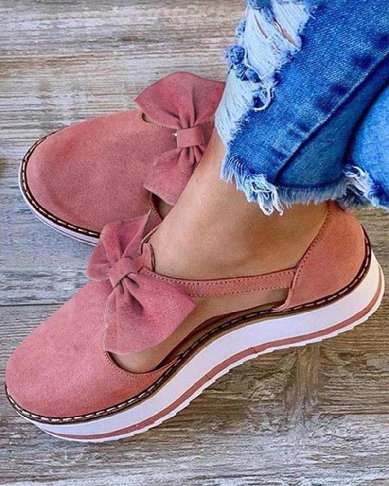 LB | Eleganckie buty na platformie z kokardą