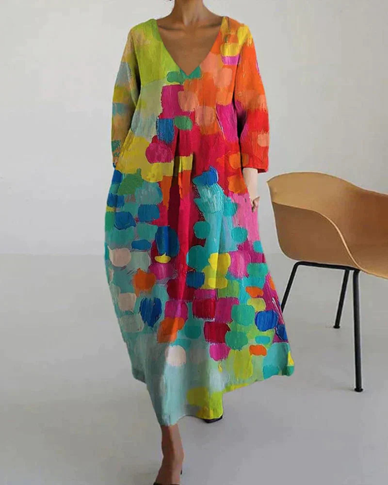 LB | Elegancka kolorowa letnia sukienka maxi