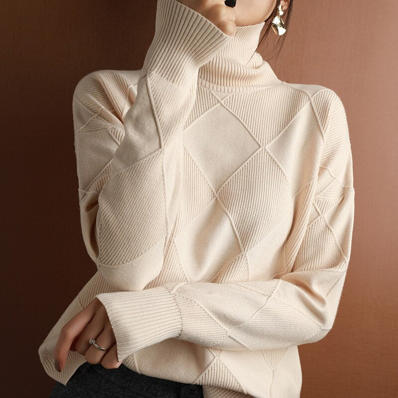 LB | Elegancki kaszmirowy sweter z golfem