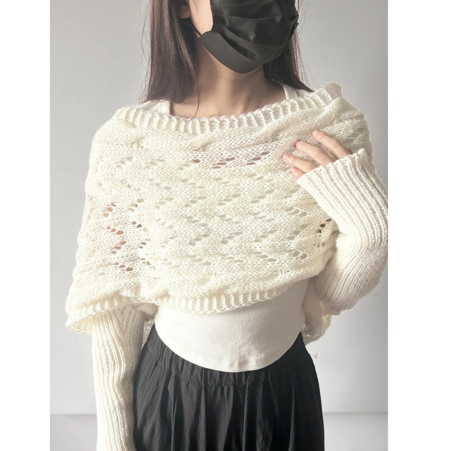 AS | Elegancki sweter z dzianiny z ażurowymi detalami