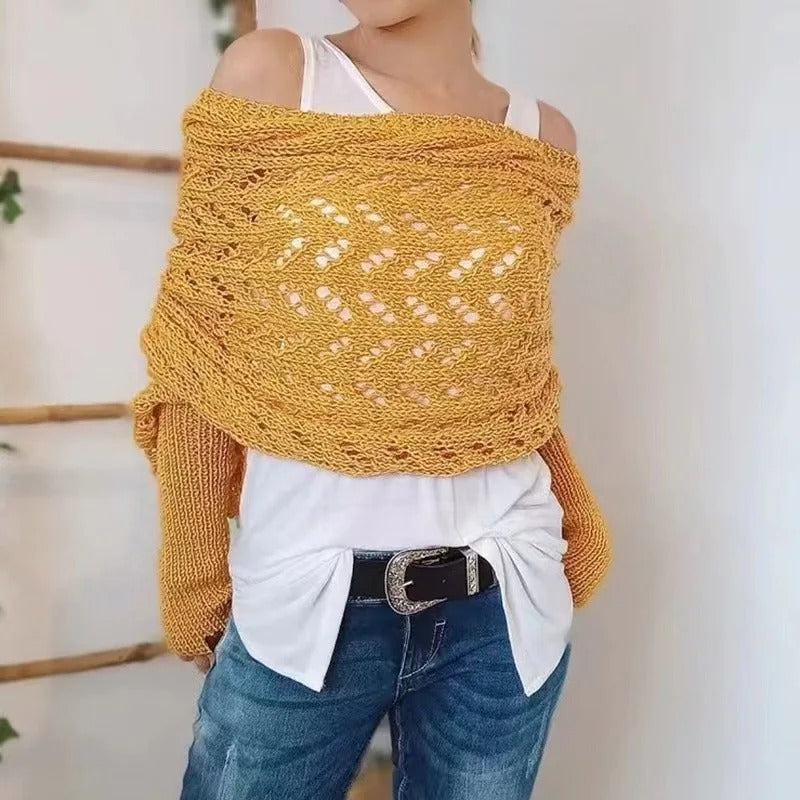 AS | Elegancki sweter z dzianiny z ażurowymi detalami