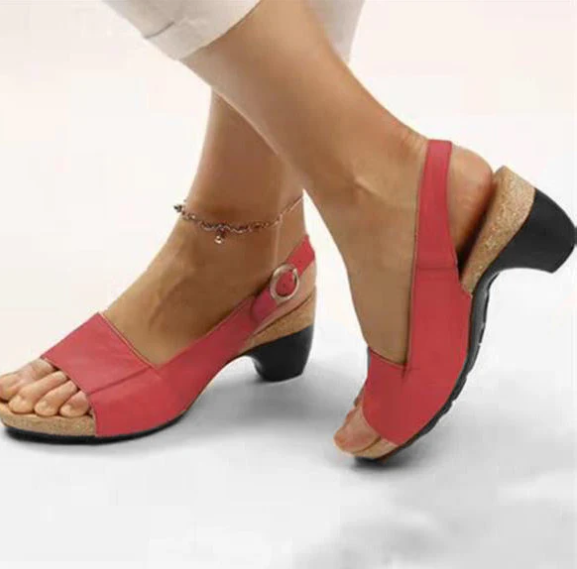 LB | Otwarte sandały slingback z blokowym obcasem