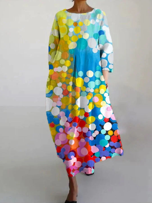 LB | Elegancka kolorowa letnia sukienka maxi