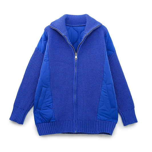 Trendy Cotton Padded Jacket with Turtleneck Collar for Women