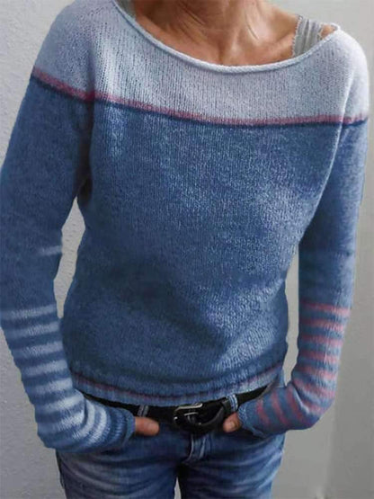 LB | Sweter z dzianiny colorblock z rękawami w paski