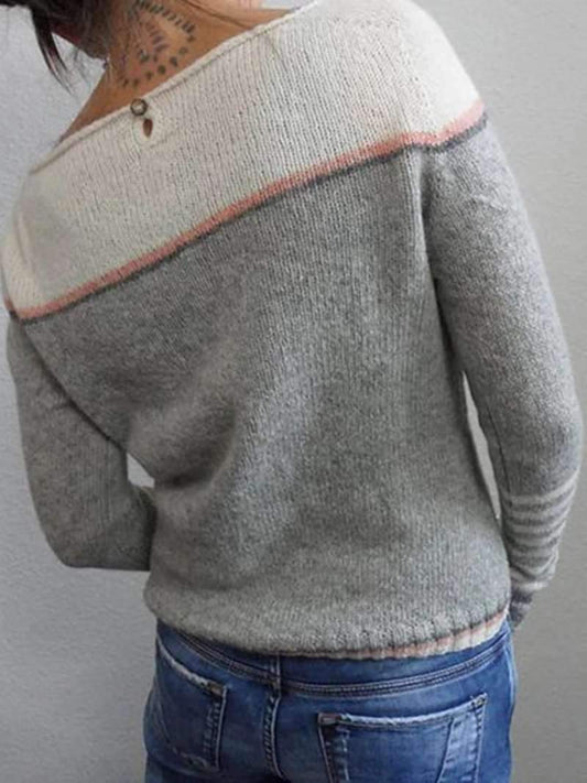 LB | Sweter z dzianiny colorblock z rękawami w paski