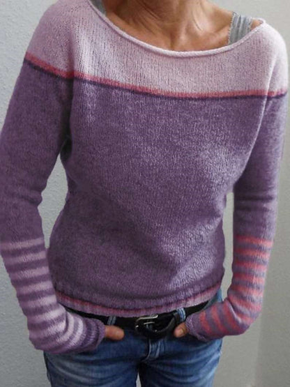 LB | Sweter z dzianiny colorblock z rękawami w paski