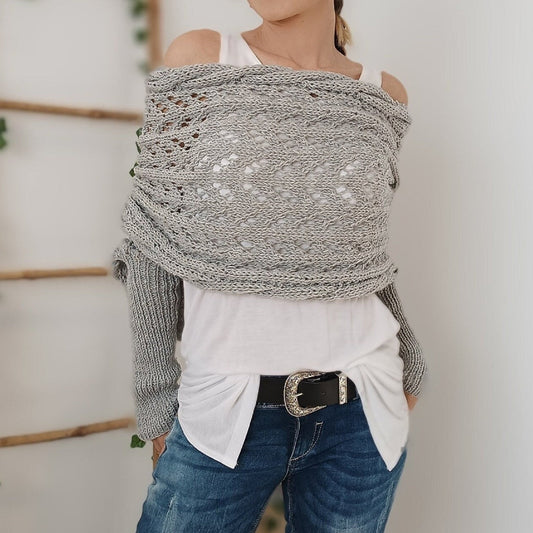 LB | Elegancki sweter z dzianiny z ażurowymi detalami
