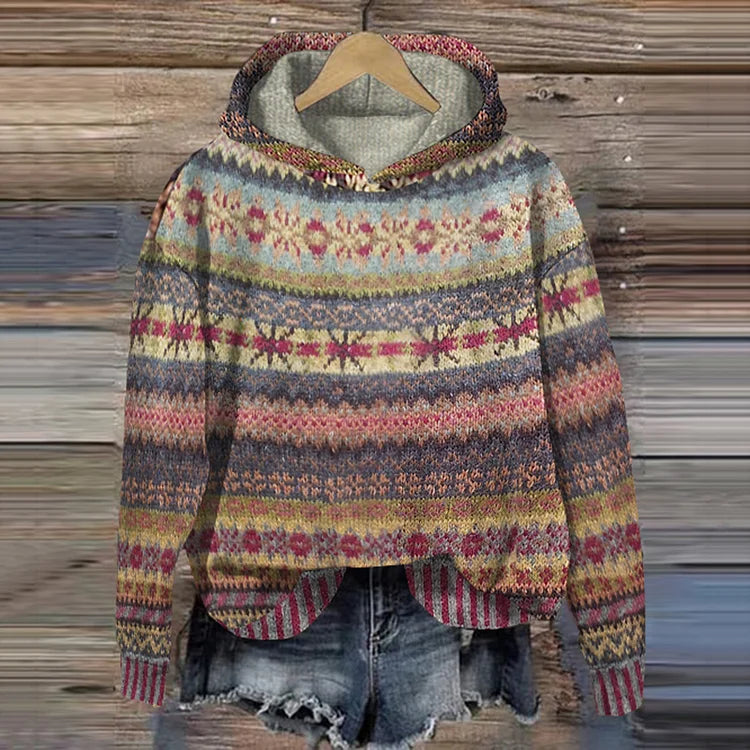 LB | Przytulna wzorzysta bluza z kapturem