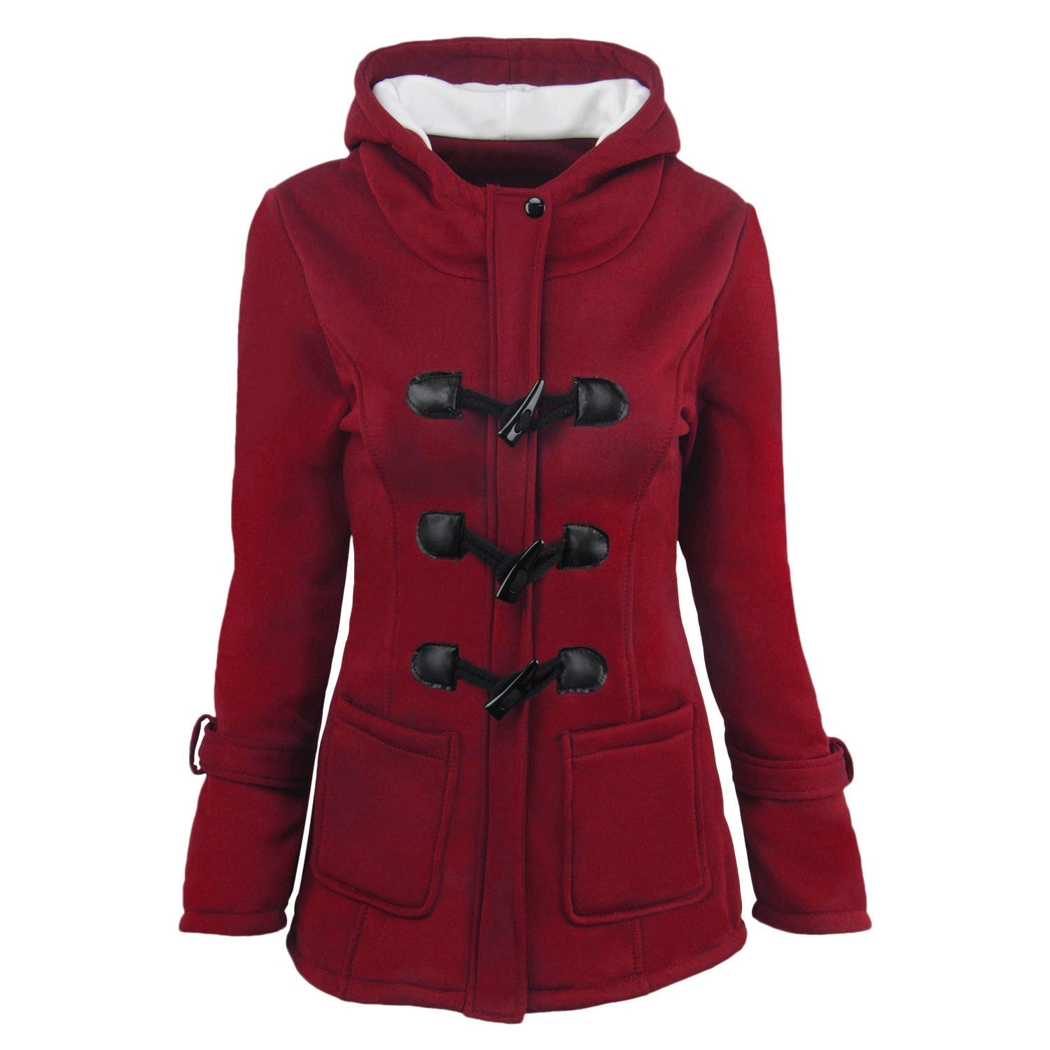 Button Pocket Long Warm Hooded Trench Coat - Meet Yours Fashion - 2