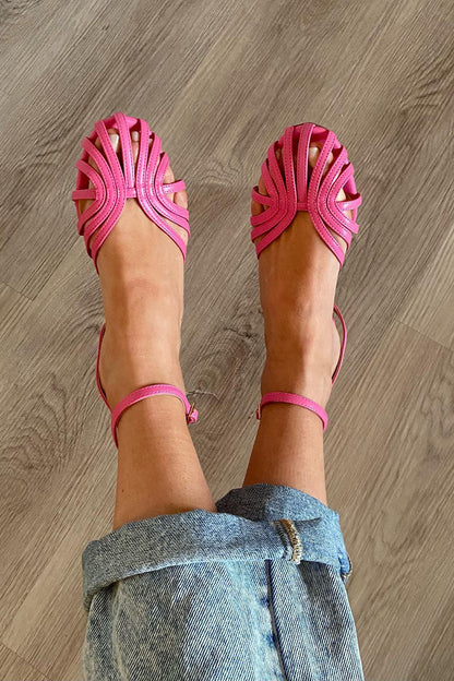 LB | Hollow Out Round Toe Ankle Strap Shoes