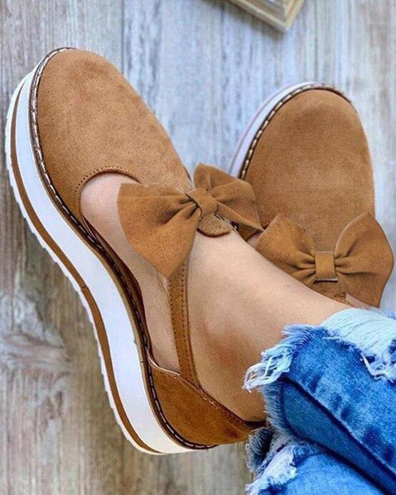 LB | Eleganckie buty na platformie z kokardą